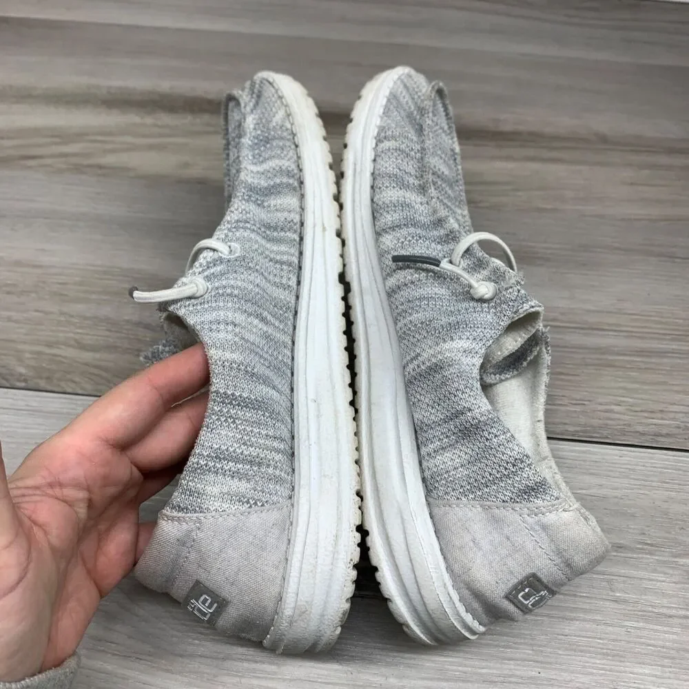 Hey Dude’s Women’s Wendy Sox Glacier Gray/White‎ Comfort Shoes 9/40